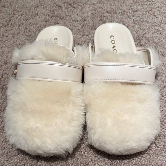 Coach Shoes - Coach Women's Plush Cream Slippers